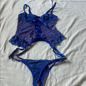 Elegant Blue Lace Lingerie Set